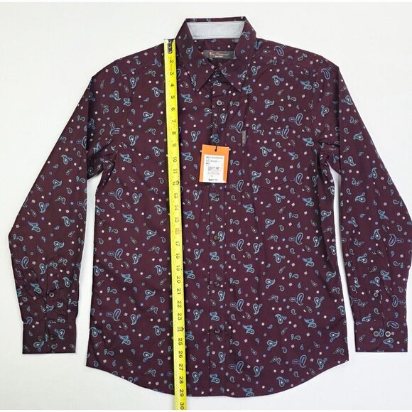 Ben Sherman Size Small Mens Burgundy Blue Paisley Button Down Logo Tag Shirt NWT - Picture 11 of 11
